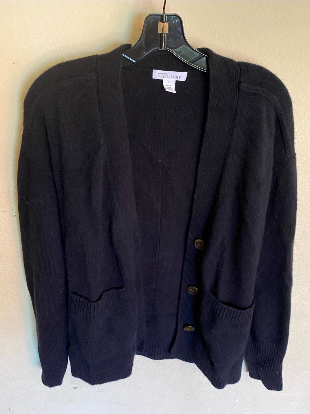 Nordstrom Signature Black Women's Button-Front Cardigan